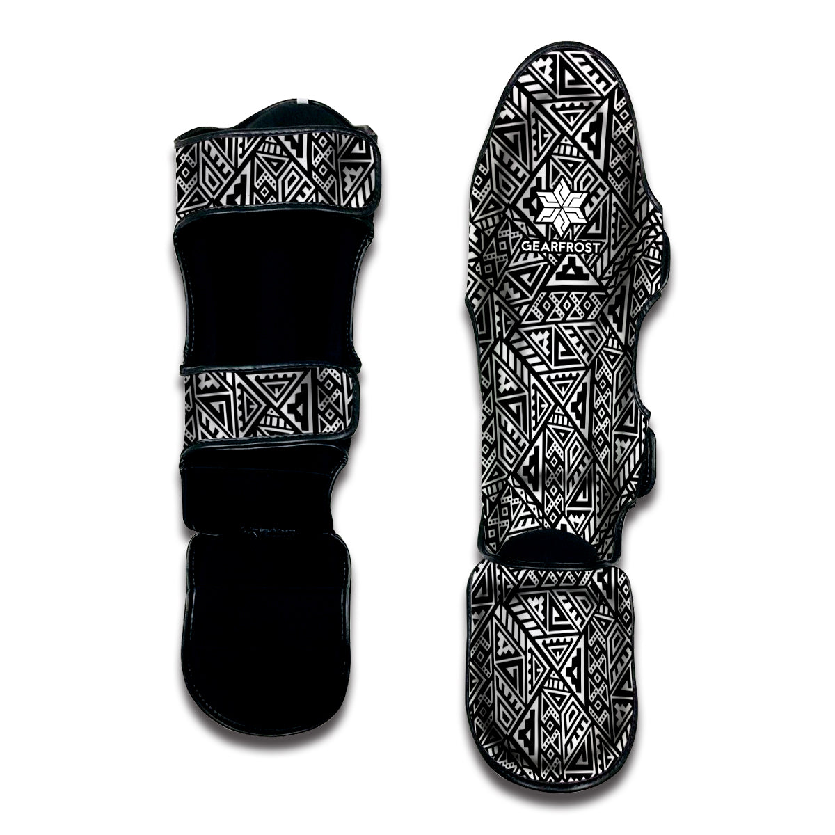 Black And White African Inspired Print Muay Thai Shin Guard