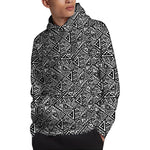 Black And White African Inspired Print Pullover Hoodie