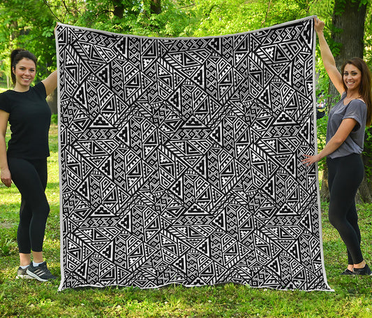 Black And White African Inspired Print Quilt