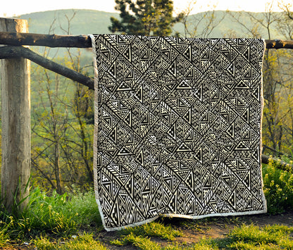 Black And White African Inspired Print Quilt