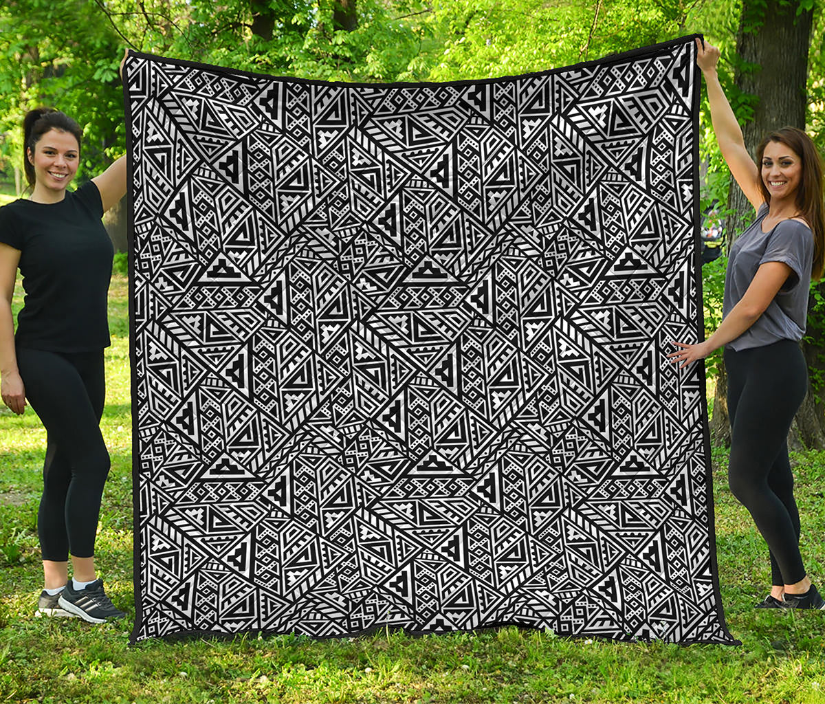 Black And White African Inspired Print Quilt