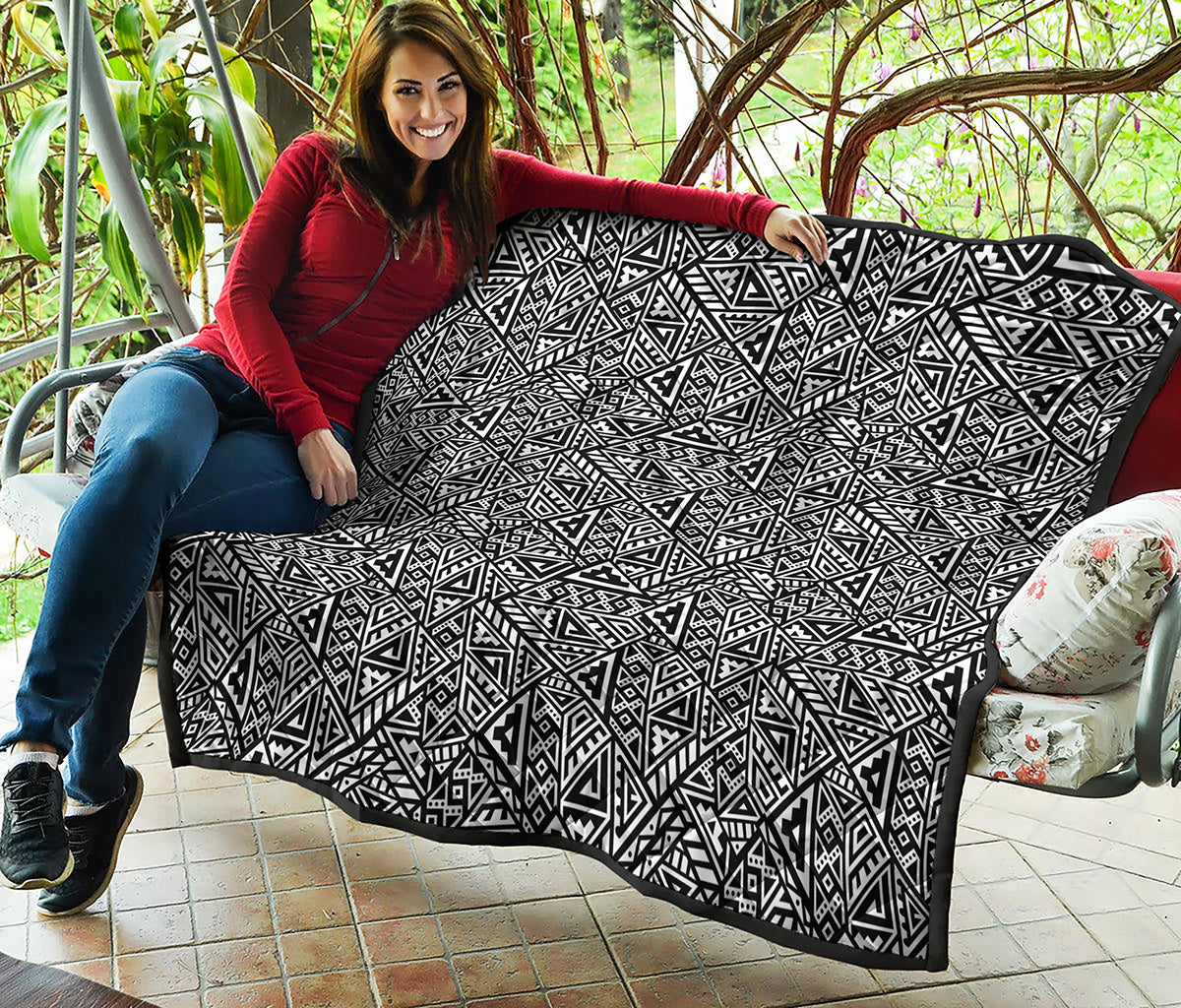 Black And White African Inspired Print Quilt
