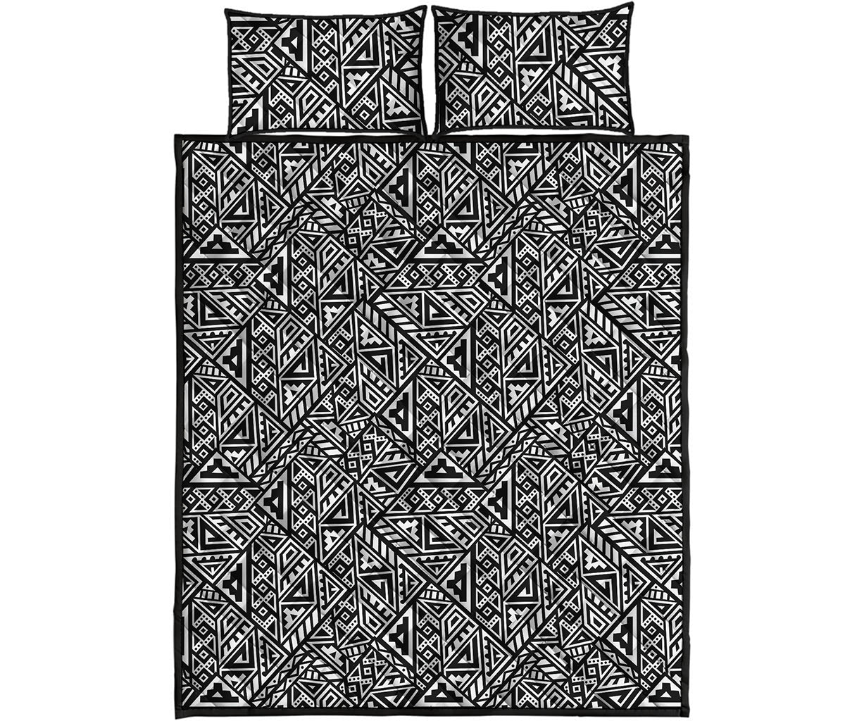 Black And White African Inspired Print Quilt Bed Set