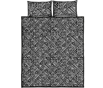 Black And White African Inspired Print Quilt Bed Set