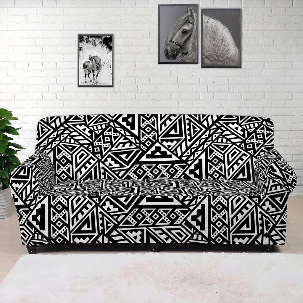 Black And White African Inspired Print Sofa Cover