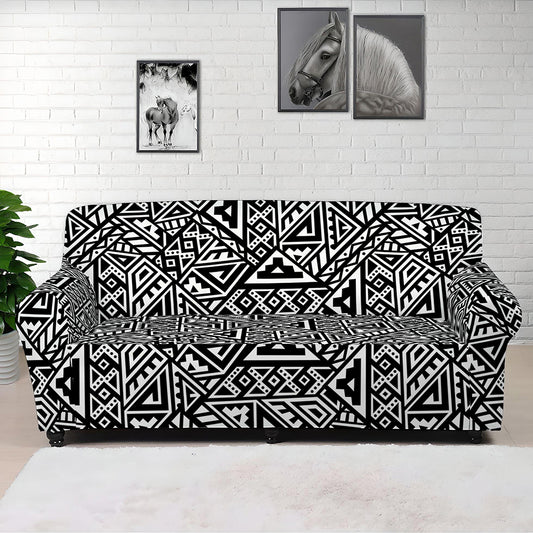 Black And White African Inspired Print Sofa Cover