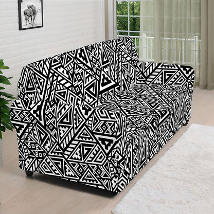 Black And White African Inspired Print Sofa Cover