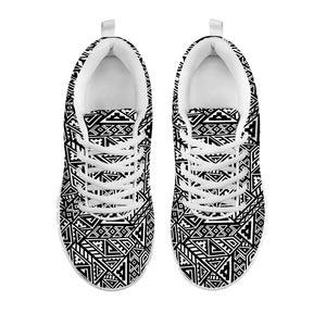 Black And White African Inspired Print White Sneakers