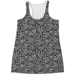 Black And White African Inspired Print Women's Racerback Tank Top