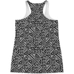 Black And White African Inspired Print Women's Racerback Tank Top