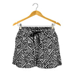 Black And White African Inspired Print Women's Shorts