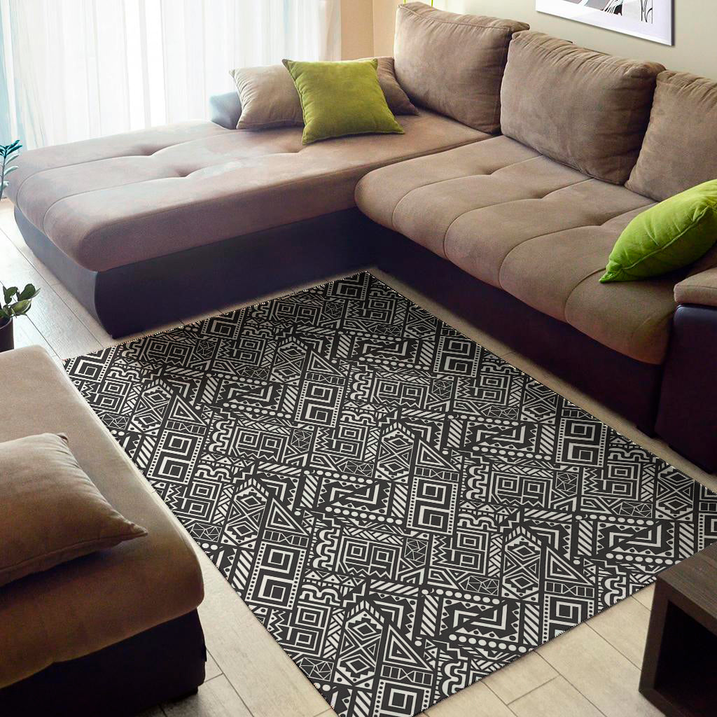 Black And White African Tribal Print Area Rug