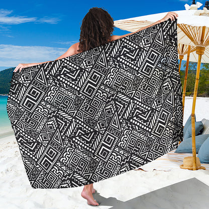 Black And White African Tribal Print Beach Sarong Wrap
