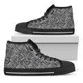 Black And White African Tribal Print Black High Top Sneakers