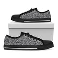 Black And White African Tribal Print Black Low Top Sneakers