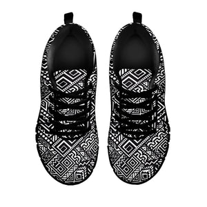 Black And White African Tribal Print Black Sneakers