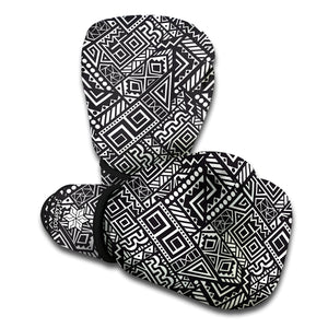 Black And White African Tribal Print Boxing Gloves