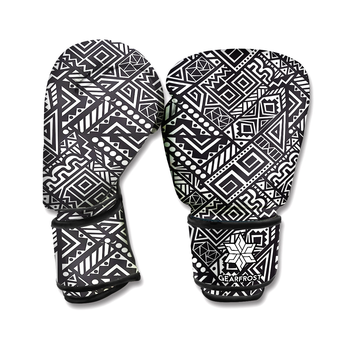 Black And White African Tribal Print Boxing Gloves