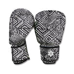 Black And White African Tribal Print Boxing Gloves