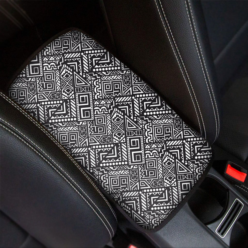 Black And White African Tribal Print Car Center Console Cover