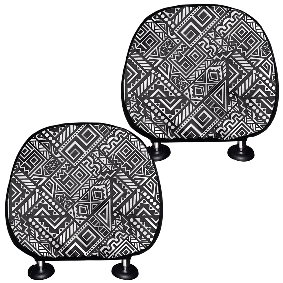 Black And White African Tribal Print Car Headrest Covers