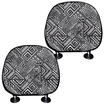 Black And White African Tribal Print Car Headrest Covers