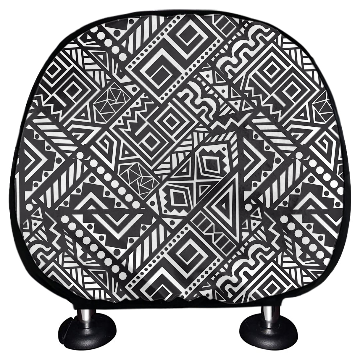 Black And White African Tribal Print Car Headrest Covers