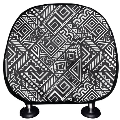 Black And White African Tribal Print Car Headrest Covers