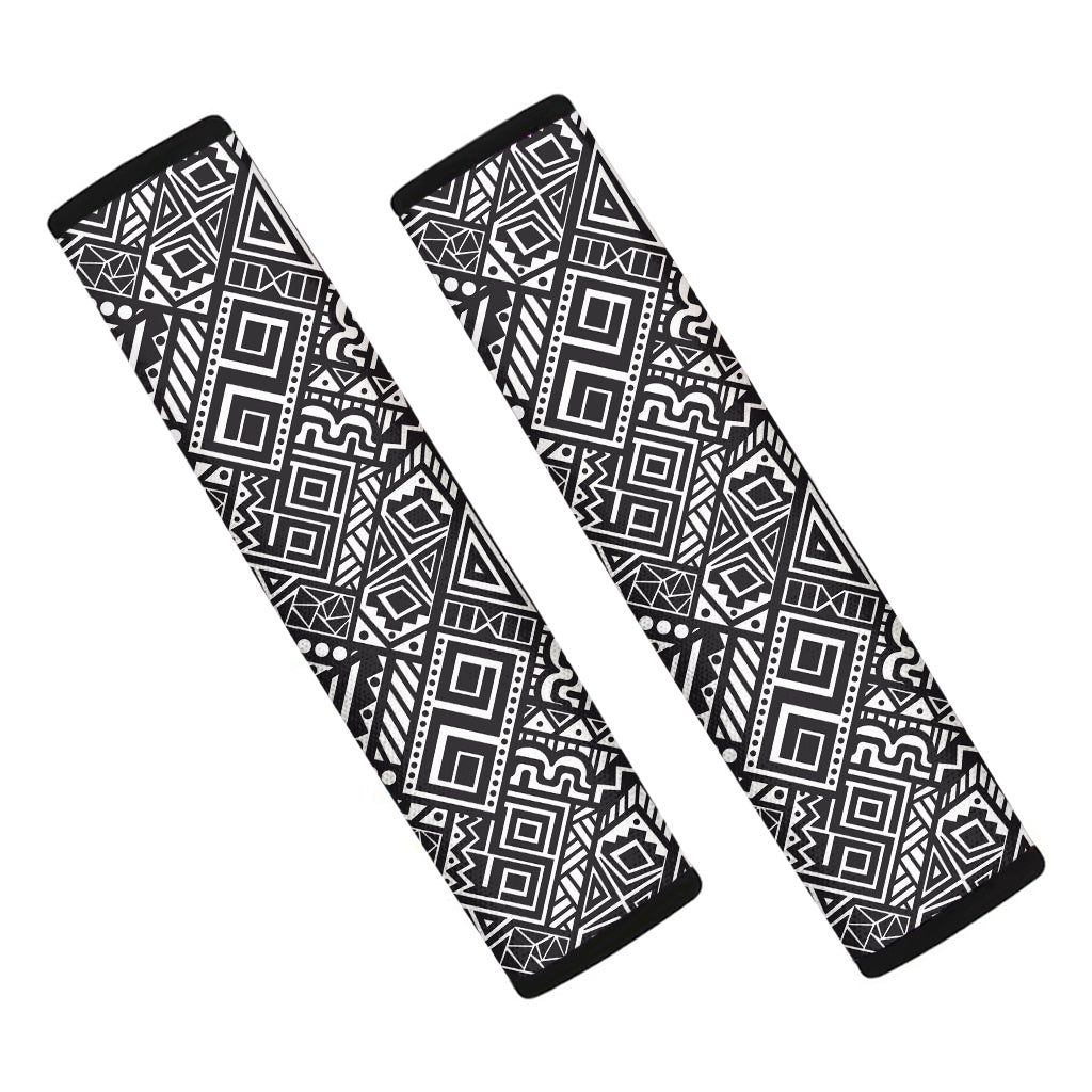 Black And White African Tribal Print Car Seat Belt Covers