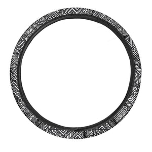 Black And White African Tribal Print Car Steering Wheel Cover