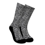 Black And White African Tribal Print Crew Socks