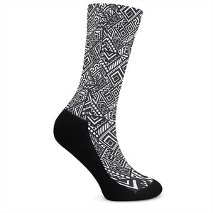 Black And White African Tribal Print Crew Socks