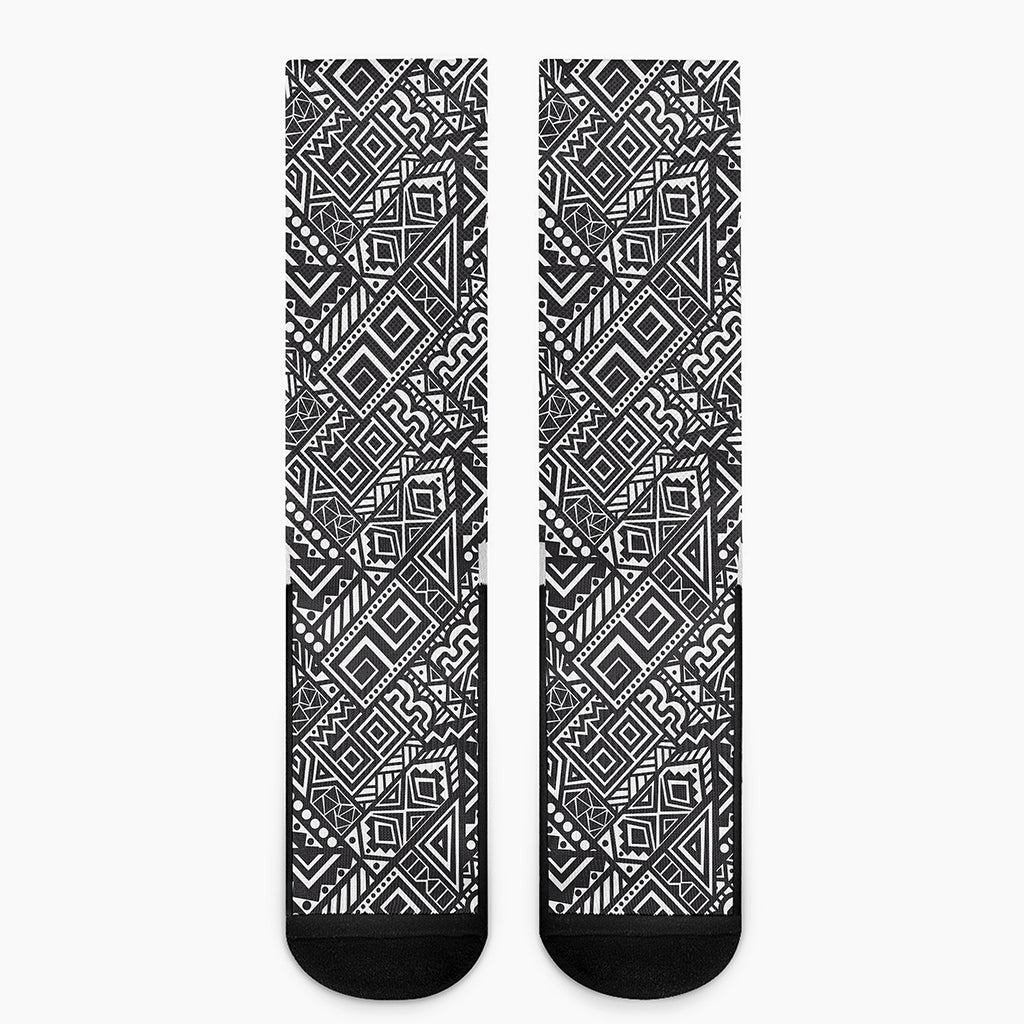 Black And White African Tribal Print Crew Socks