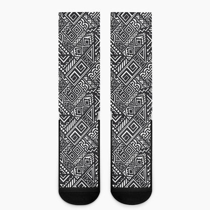 Black And White African Tribal Print Crew Socks