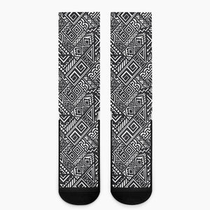 Black And White African Tribal Print Crew Socks