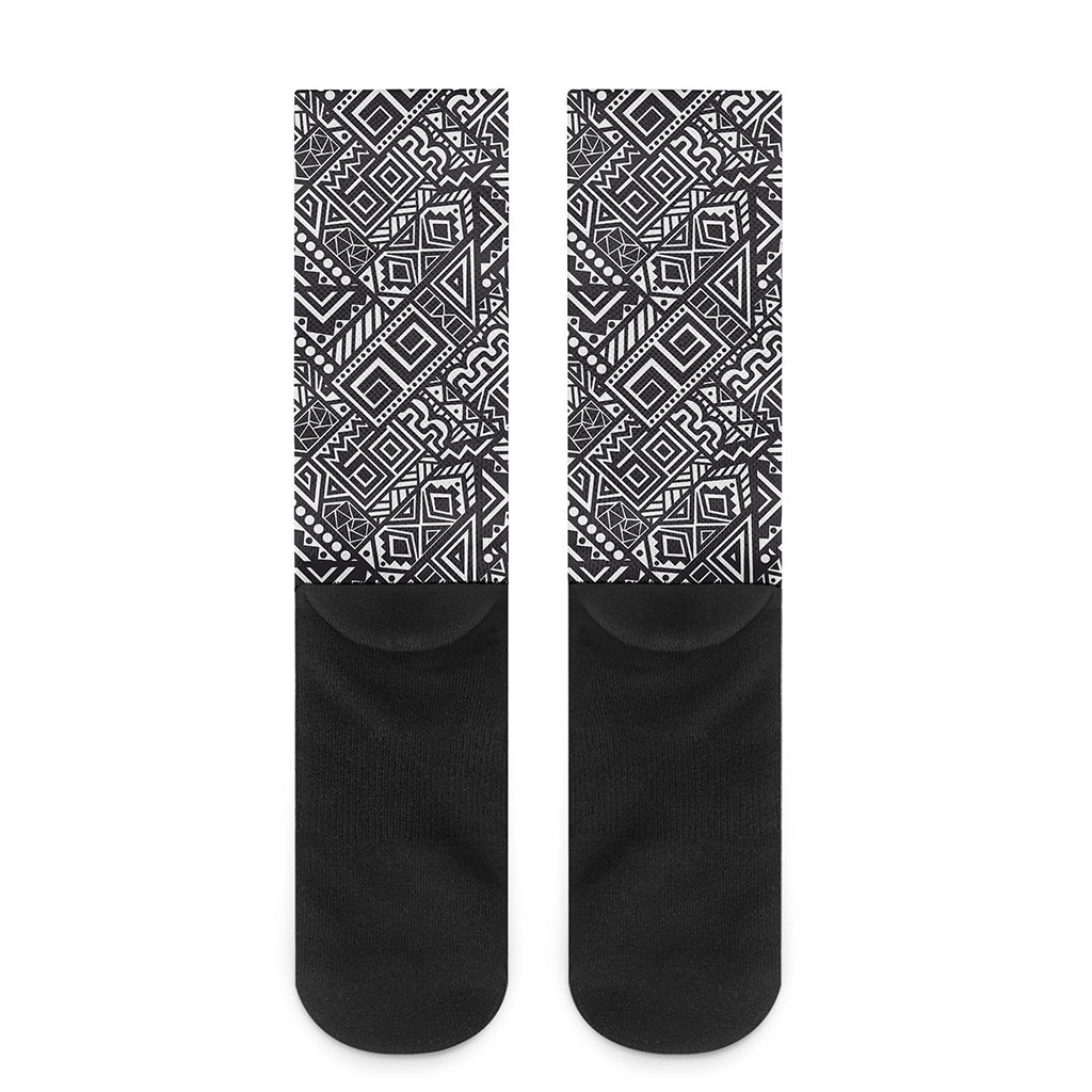 Black And White African Tribal Print Crew Socks