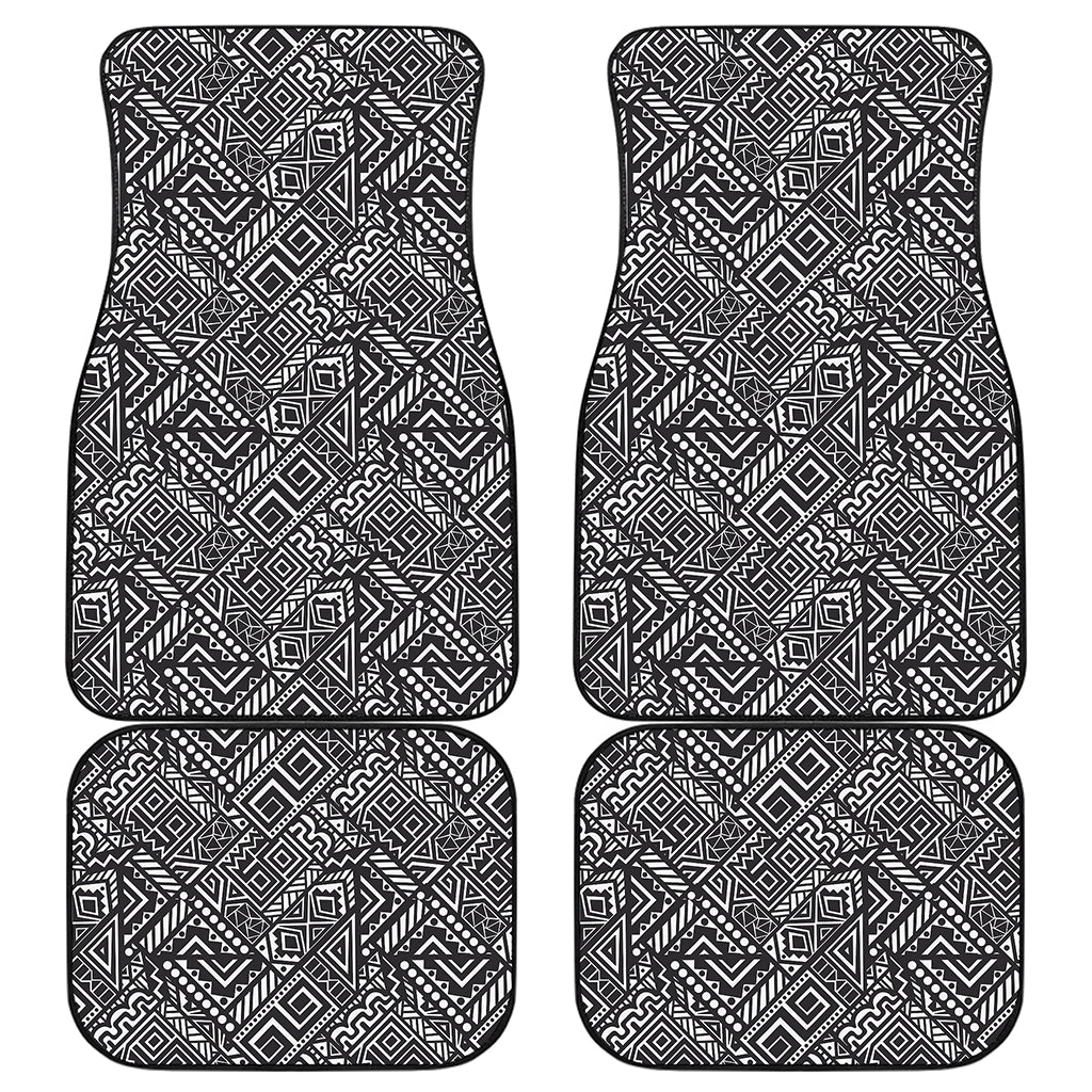 Black And White African Tribal Print Front and Back Car Floor Mats