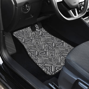 Black And White African Tribal Print Front and Back Car Floor Mats