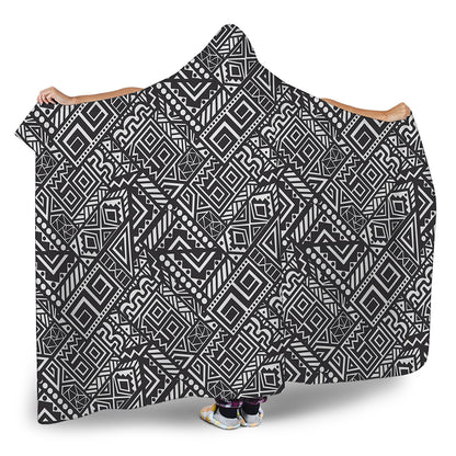 Black And White African Tribal Print Hooded Blanket
