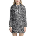 Black And White African Tribal Print Pullover Hoodie Dress