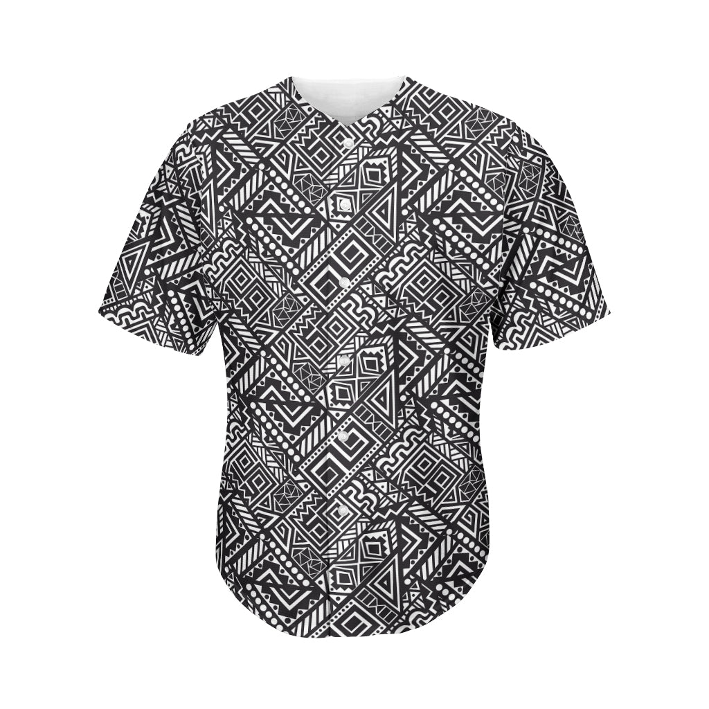 Black And White African Tribal Print Men's Baseball Jersey