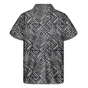 Black And White African Tribal Print Men's Short Sleeve Shirt