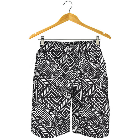 Black And White African Tribal Print Men's Shorts