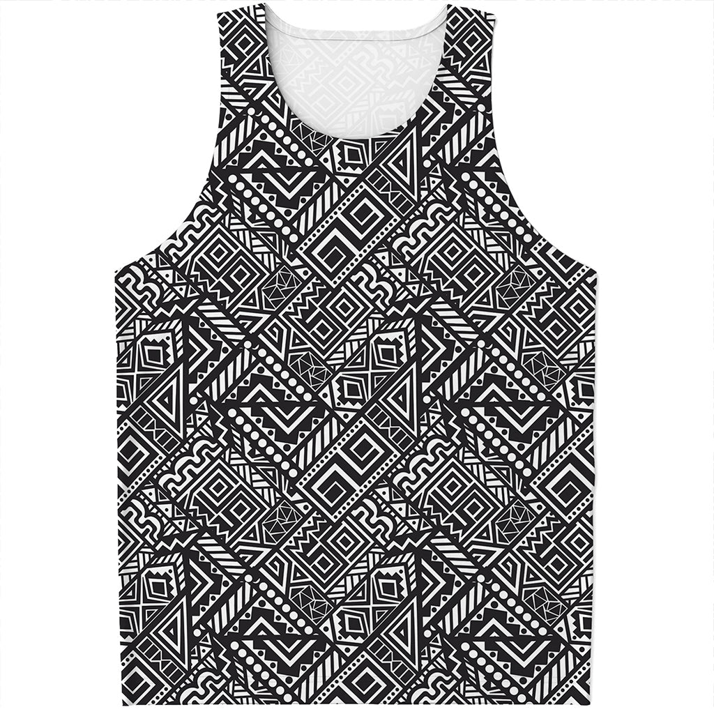 Black And White African Tribal Print Men's Tank Top