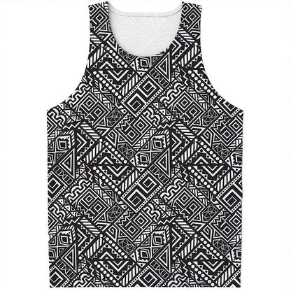 Black And White African Tribal Print Men's Tank Top