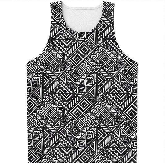 Black And White African Tribal Print Men's Tank Top