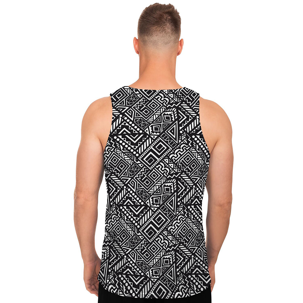 Black And White African Tribal Print Men's Tank Top