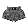 Black And White African Tribal Print Muay Thai Boxing Shorts