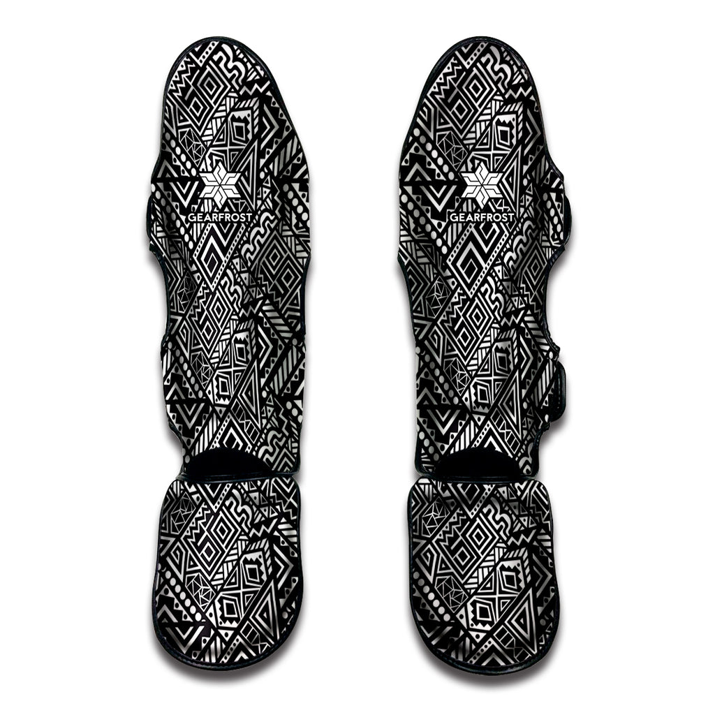 Black And White African Tribal Print Muay Thai Shin Guard