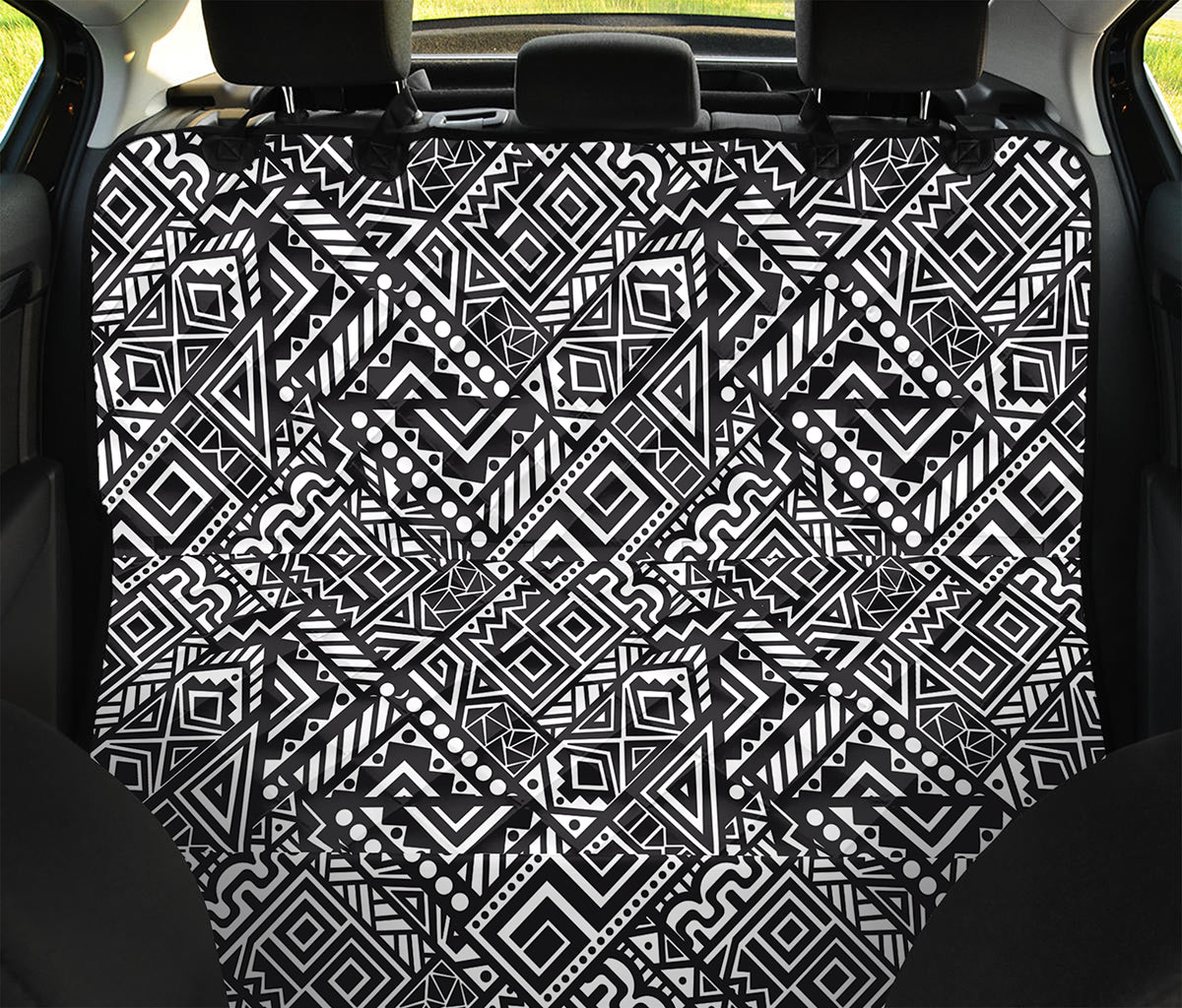 Black And White African Tribal Print Pet Car Back Seat Cover